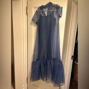 STAUD Sheer Blue Maxi Dress